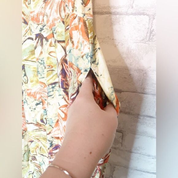 Jams World Midi Tropical Leaf Printed Marble Fern Dress With Pockets - Picture 4 of 7